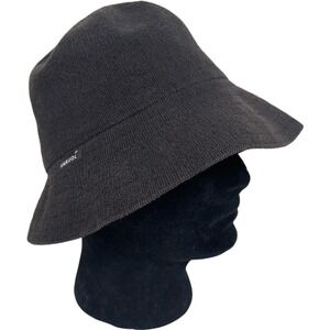Vtg Kangol Bucket Hat Mens Regular Black Knit Logo Patch Made in England Stretch